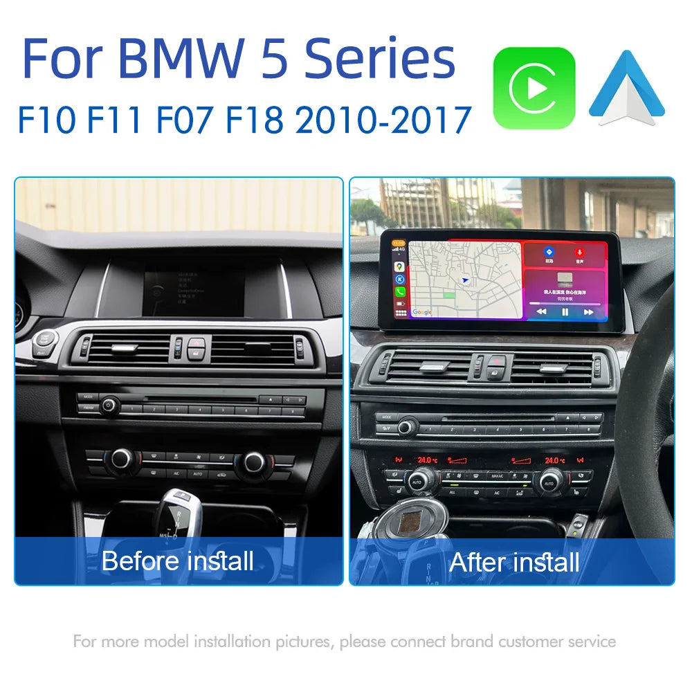 Android 14 CarPlay Screen For BMW 5 Series F10 F11 F07 F18 2010-2017 Multimedia Player Aut