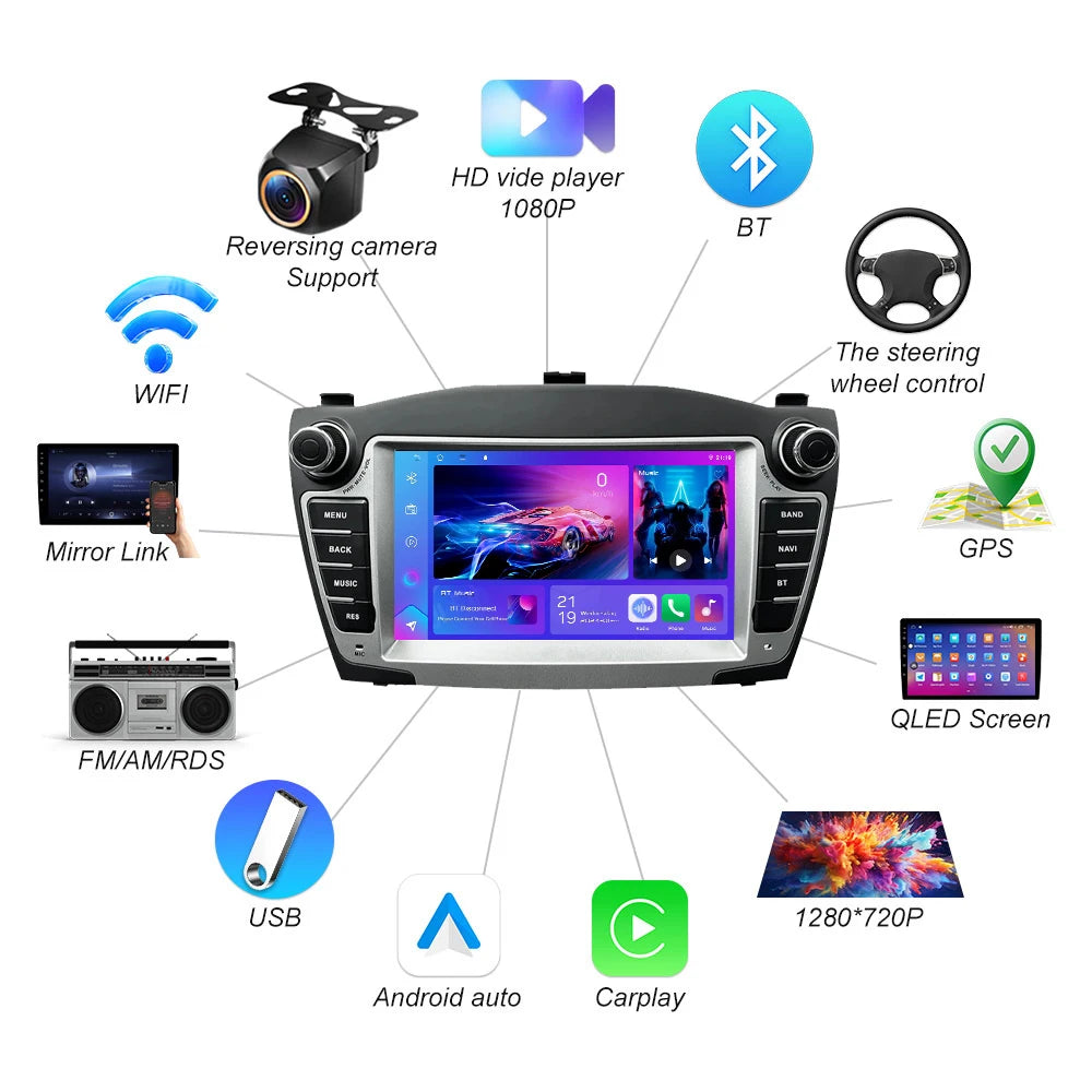 Android 16 Carplay For Hyundai Ix35 Tucson 2 Lm 2009 - 2015 Car Radio Multimedia Video Pla | AUTOKITSHOP