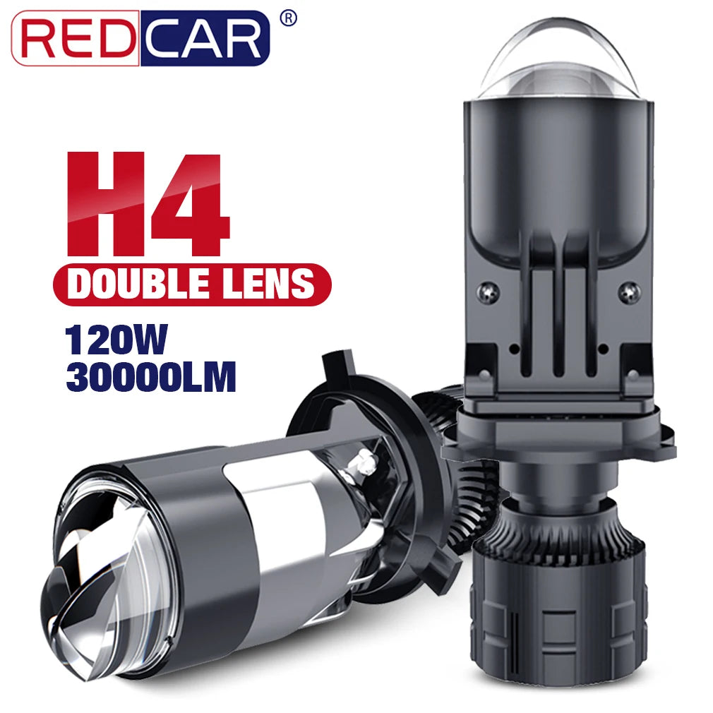 120W 30000LM Auto Lamp Mini Lens LED H4 9003 HIB2 Bulbs Headlight Car Motorcycle Dual Proj