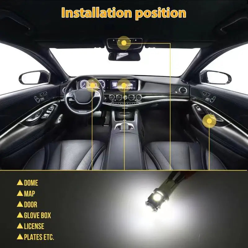 Universal 42Pcs LED T10 COB Interior White Combo LED Dome Door Trunk License Plate Light B