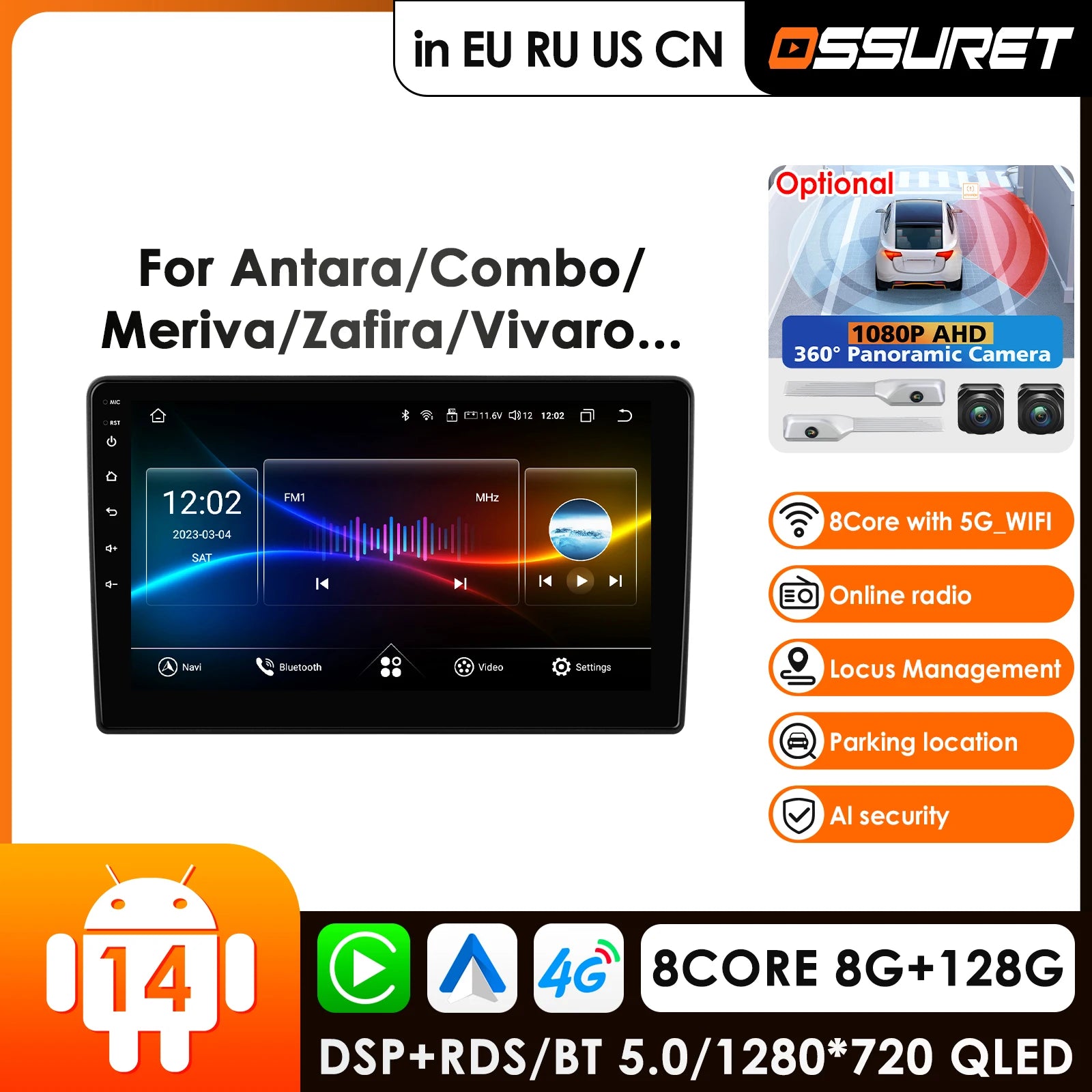 7" Wireless Carplay Android Auto Car Radio GPS for Opel Astra 2004-2012 Zafira Corsa Antara Vectra Vivaro - 5G WiFi AI V