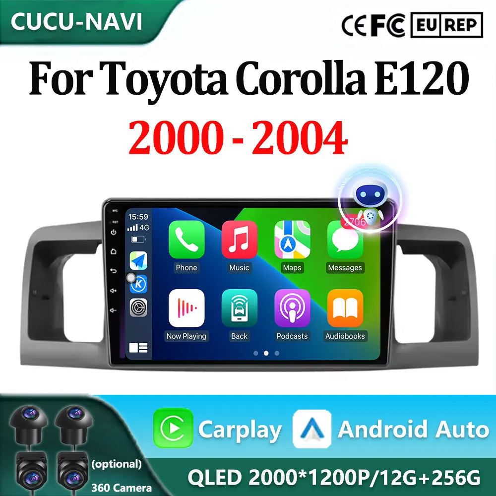 Android 16 Carplay Car Radio Multimedia For Toyota Corolla E120 2000 - 2004 navigation vid | AUTOKITSHOP