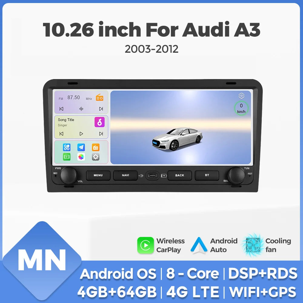 MEKEDE&NAVIFLY Android OS Intelligent Car audio radio system For Audi A3 8P 2003-2013 Wire