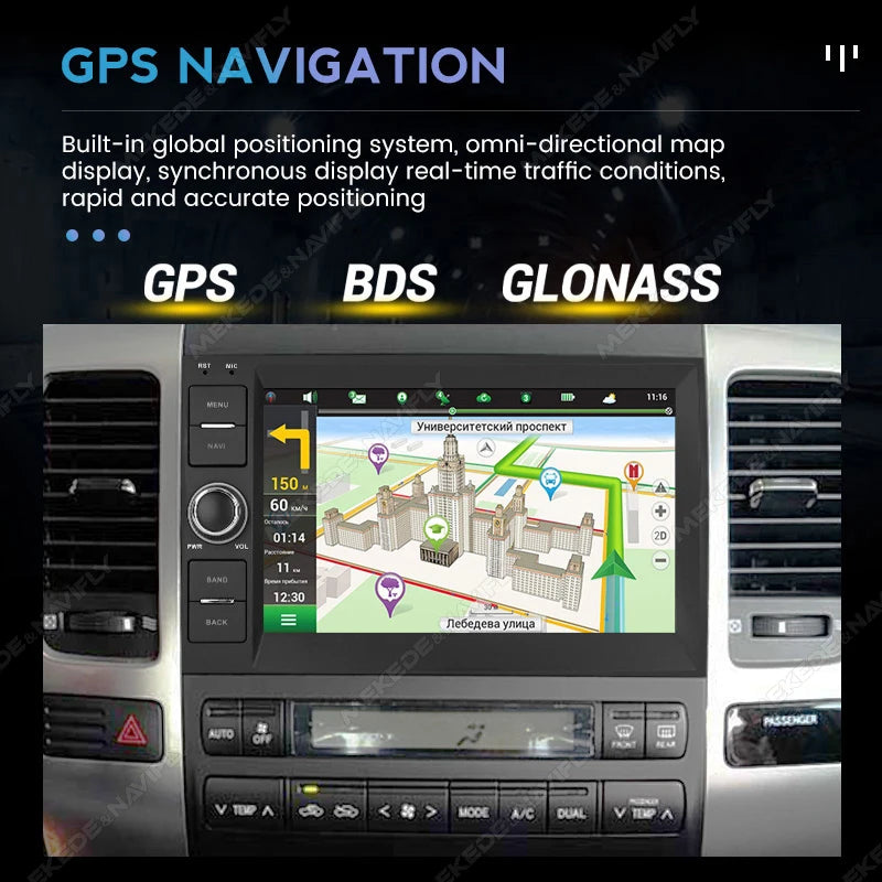 Wireless CarPlay Android Auto Multimedia Display Screen For Toyota Land Cruiser Prado 120