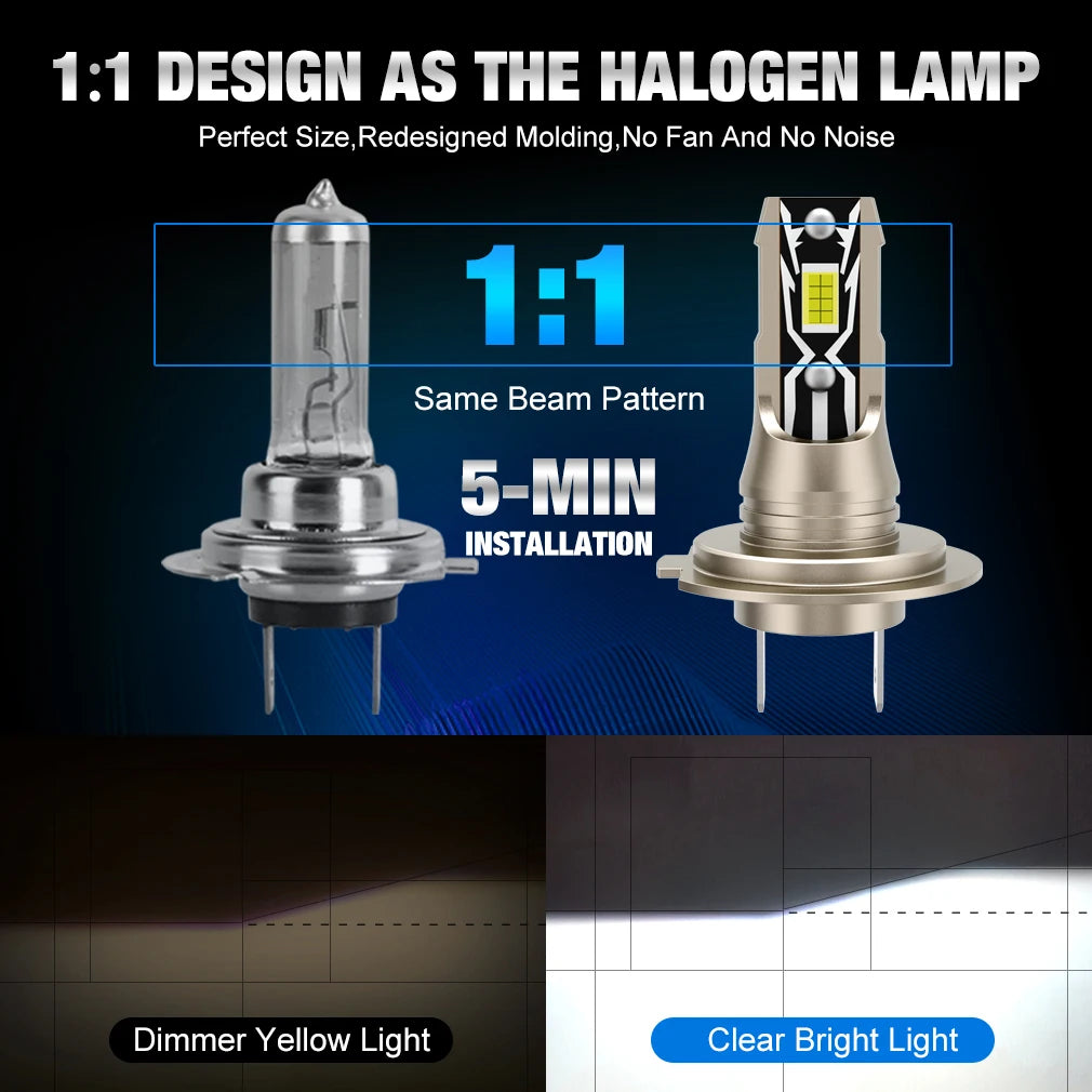 H7 LED Headlight Bulbs 30000LM Canbus H7 Car Front LED Headlight Bulbs 6500K White High Po