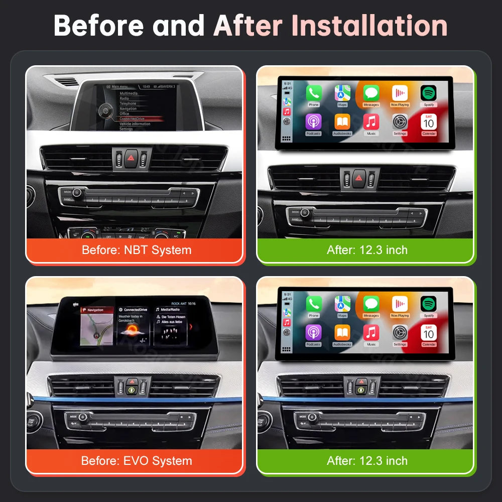 12.3 inch Linux Screen Car Multimedia Display For BMW X1 F48 2015-2022 NBT EVO With Wirele | AUTOKITSHOP