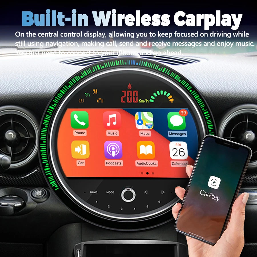 9inch Android Car Radio Screen For BMW Mini One Cooper R55 R56 Peaceman Clubman 2007-2010