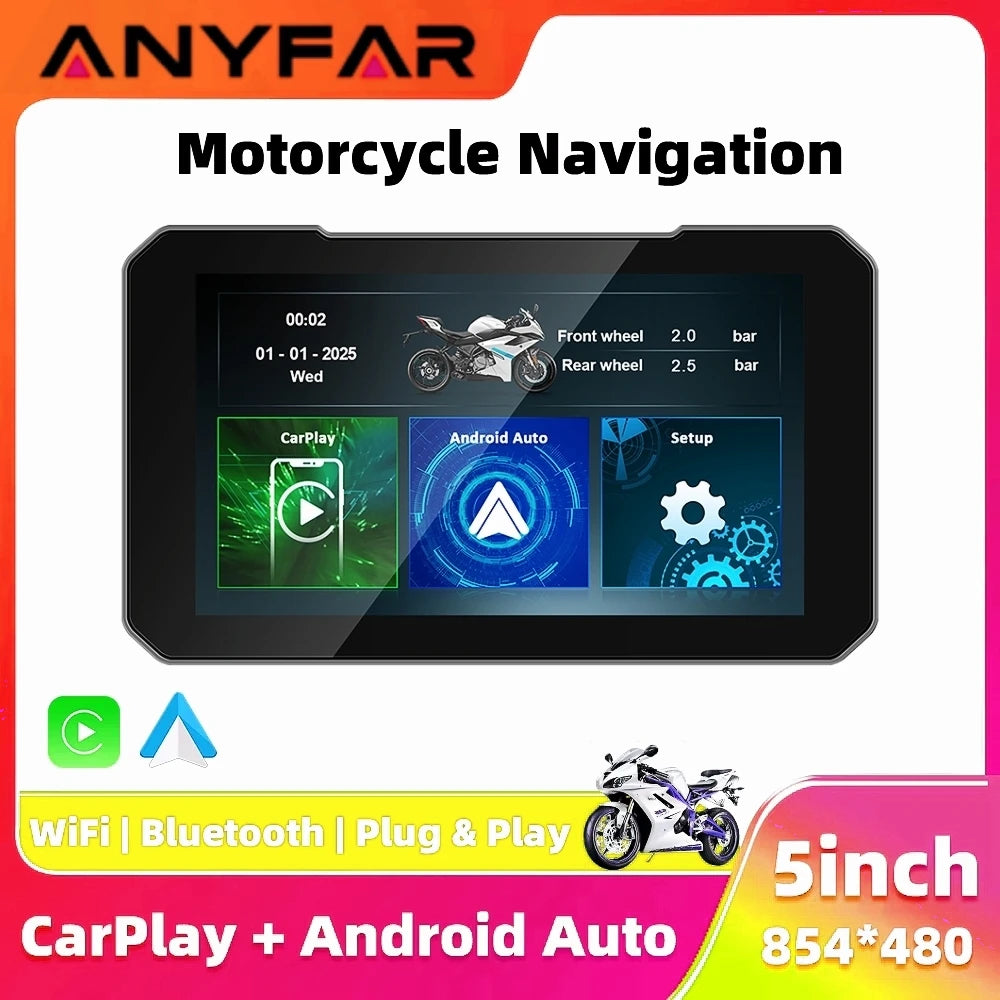 5 Inch Portable Mototorcycle Wireless Carplay/Android Auto GPS Navigator Touch Screen | AUTOKITSHOP