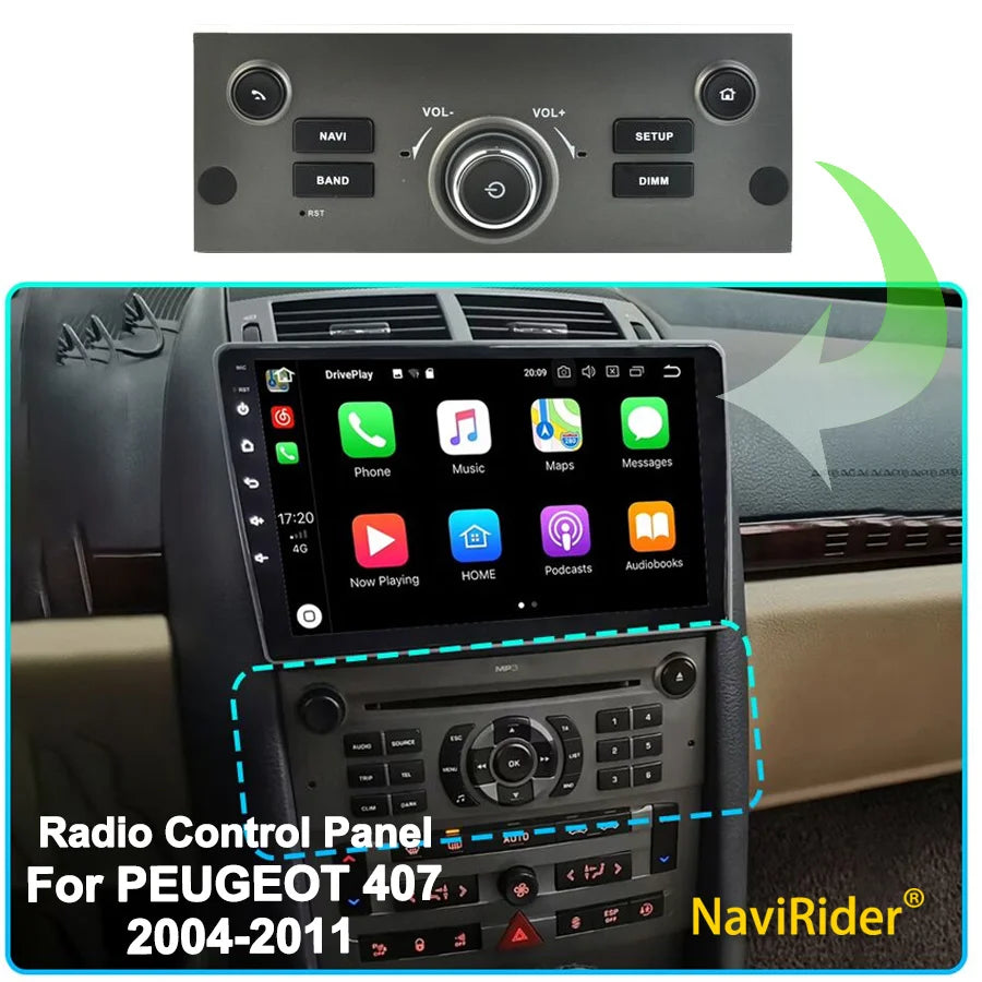 OEM Style Car Radio Control Panel to control Android Screen For Peugeot 407 2004 - 2011 Ca