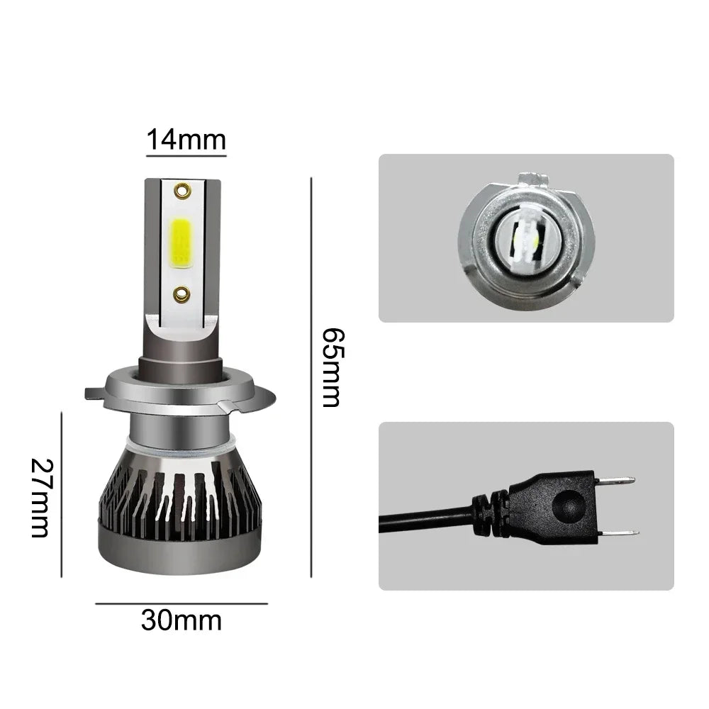 H7 LED Car Headlight Bulbs 6000LM 72W Mini H4 H8 H9 H11 Headlamps Kit 9005 HB3 9006 HB4 90