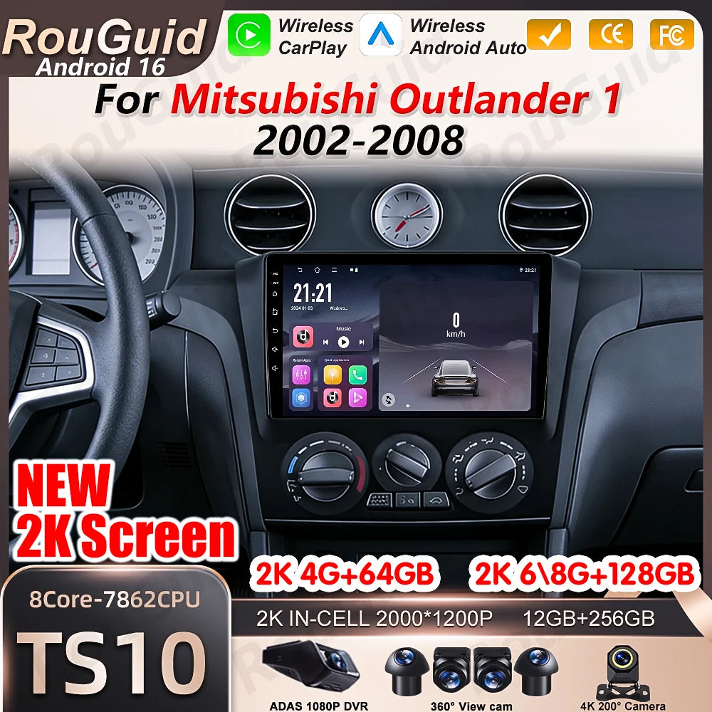 Android Auto Carplay Car Radio For Mitsubishi Outlander 1 2002 2003 2004 2005 2006 2007 20 | AUTOKITSHOP