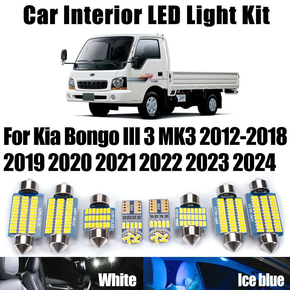 8-Piece LED Interior Light Kit for Kia Bongo III 3 MK3 2012- 2021 - Canbus Dome Map Door Trunk Bulbs | AUTOKITSHOP