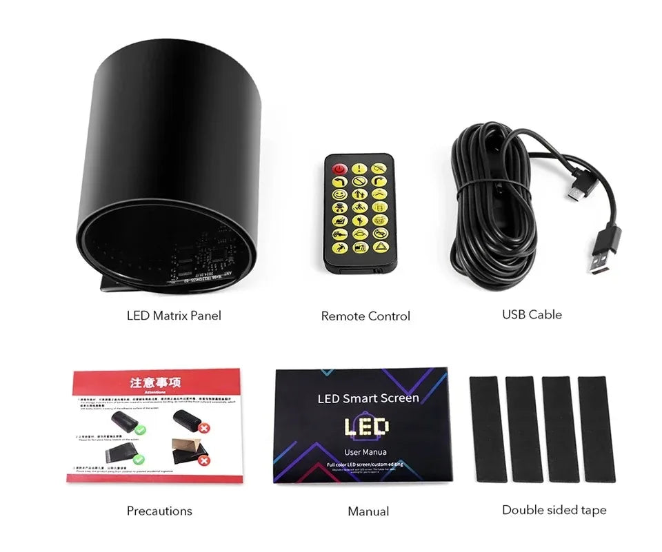 Truck Eyes RGB LED Matrix Pixel Panel Cigar Car Sign Animation Remote Control LED Panel Fl | AUTOKITSHOP