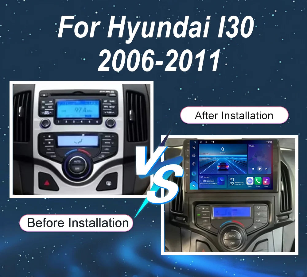 Android 16 Car DVD Radio Stereo For Hyundai I30 2006 - 2011 Auto Multimedia Player GPS Nav