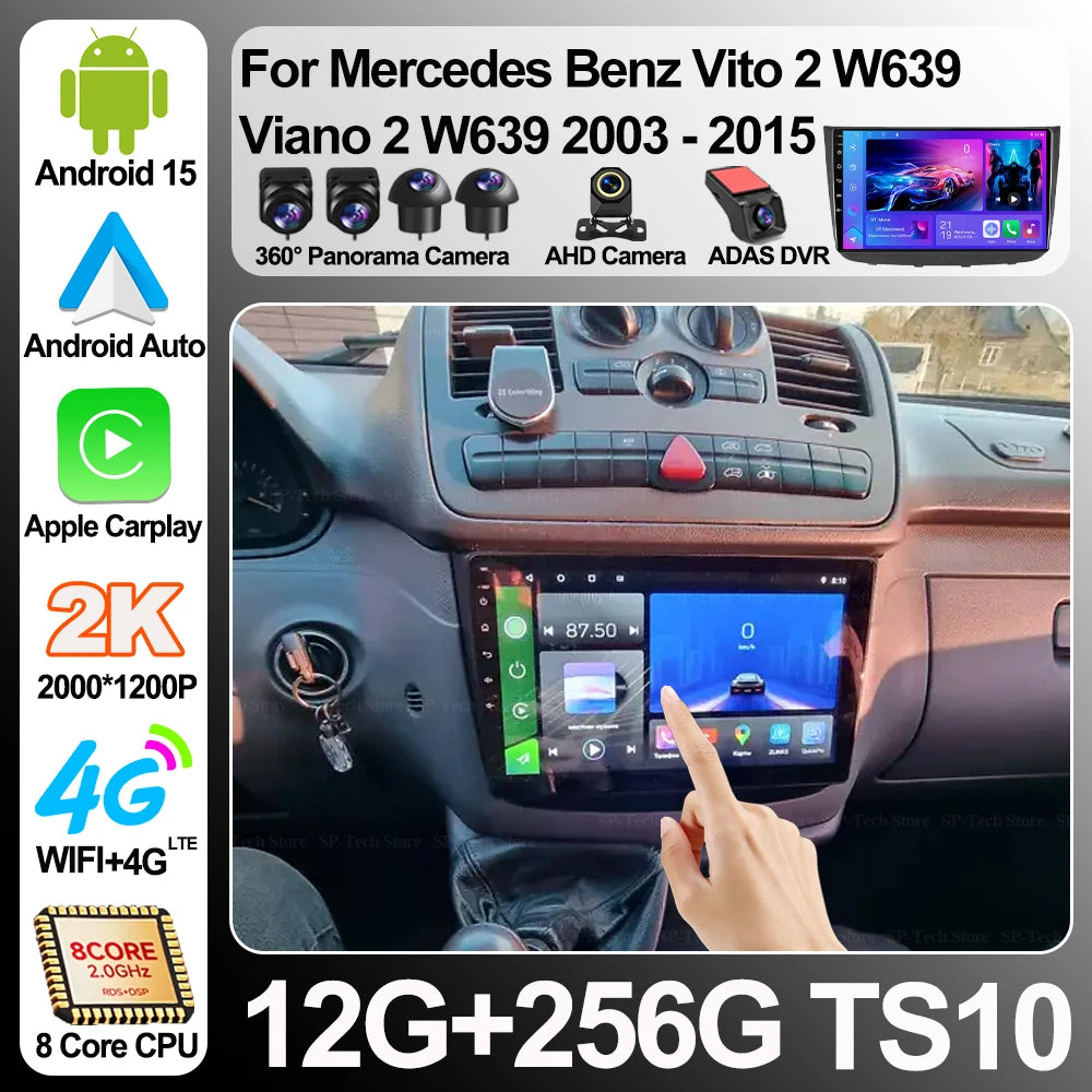 Android 16 Car Radio For Mercedes Benz Vito 2 W639 Viano 2 W639 2003 - 2015 Ps Carplay Mul | AUTOKITSHOP