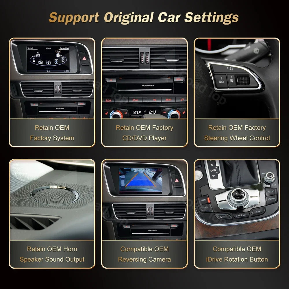 12.3' RoadTop Wireless CarPlay Multimedia Linux Screen Android Auto For Audi Q5 2009-2017