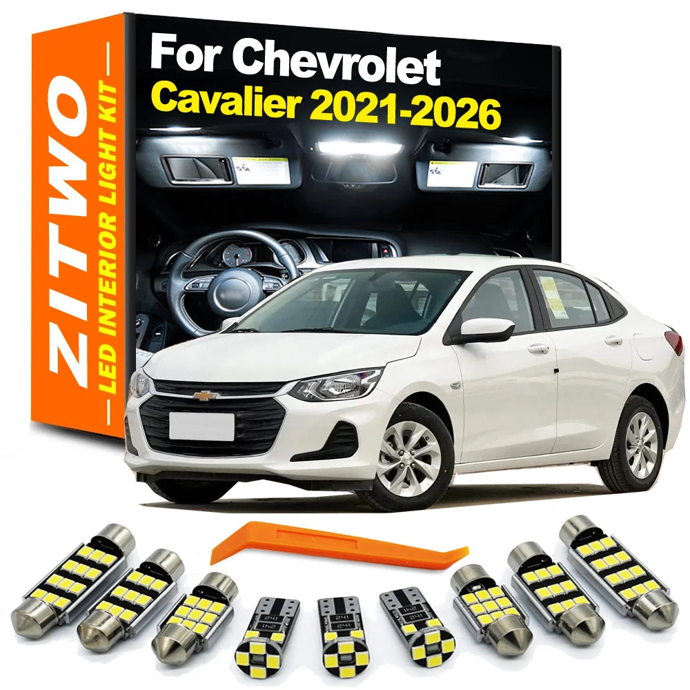 ZITWO 8Pcs For Chevrolet Chevy Cavalier 2021 2022 2023 2024 2025 2026 Accessories Car LED Interior Light Map Luggage Bulb Kit