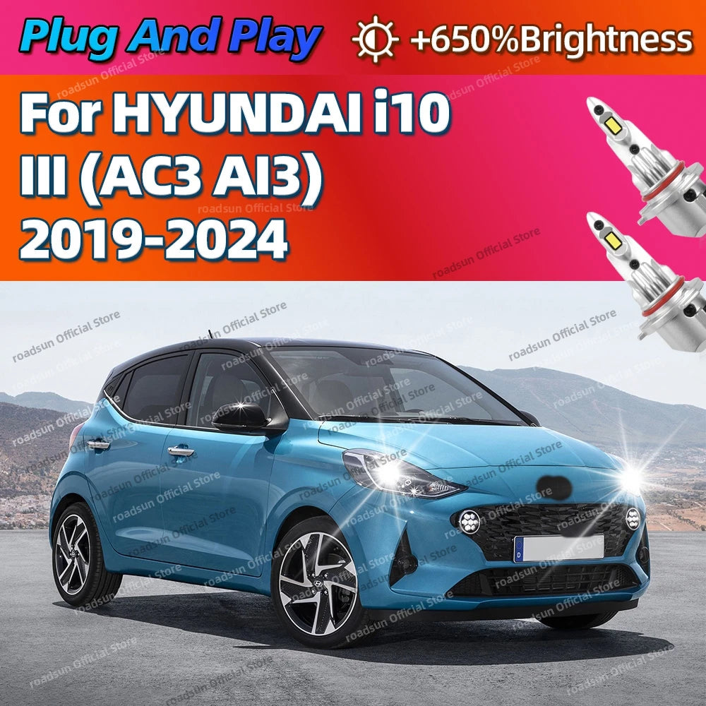 160W LED Light Mini Head Lamp 1:1 Size Wireless Car Headlight For HYUNDAI i10 III AC3 AI3