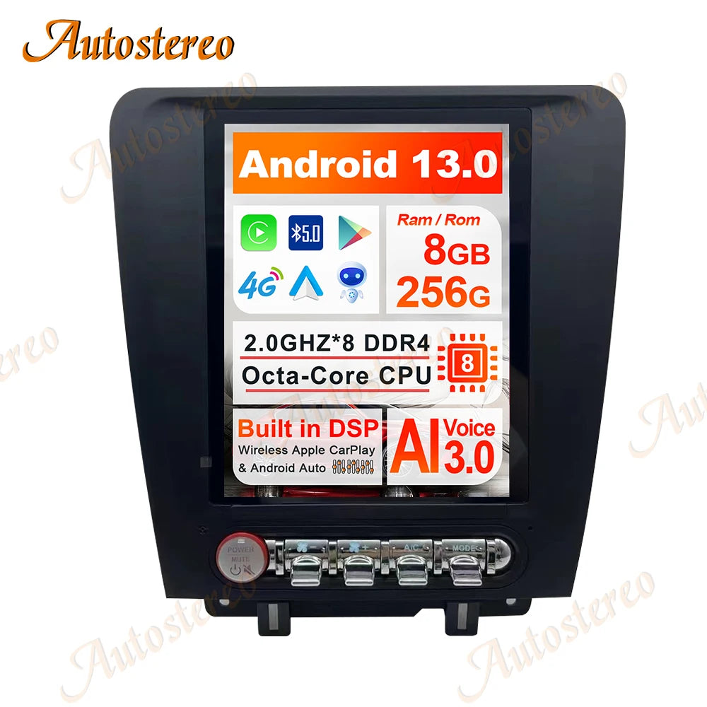 9.7 Inch Android 8+256GB Carplay For Ford Mustang 2010-2014 Tesla Style Car GPS Navigation