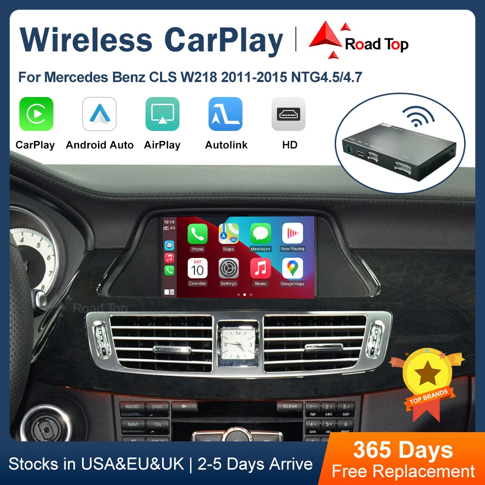 Road Top Wireless CarPlay Android Auto for Mercedes Benz CLS W218 NTG4.5/NTG4.7 2011-2015, | AUTOKITSHOP