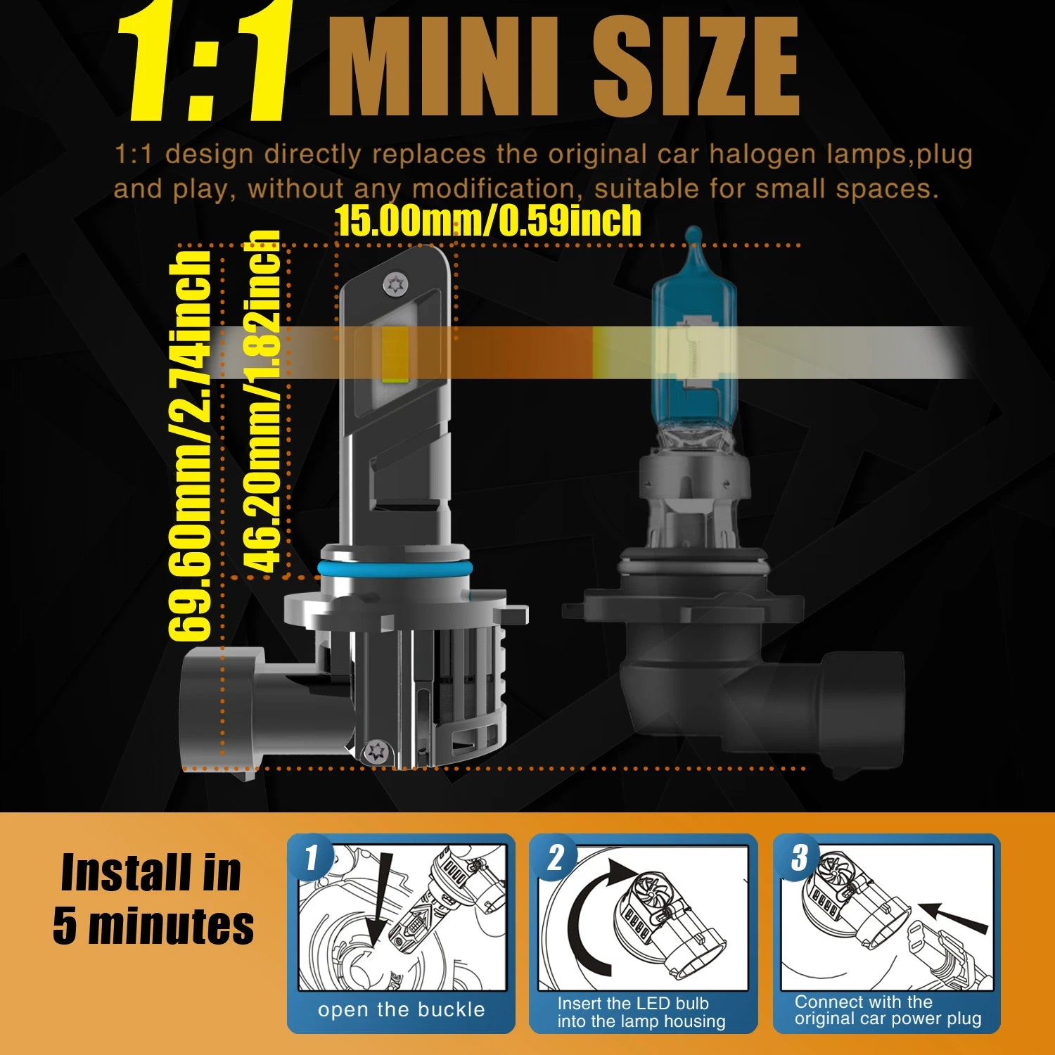 HB4 9006 Led Fog Light Canbu Car Bulb High Power 6000K Xenon White Headlight Diode Lamp 12