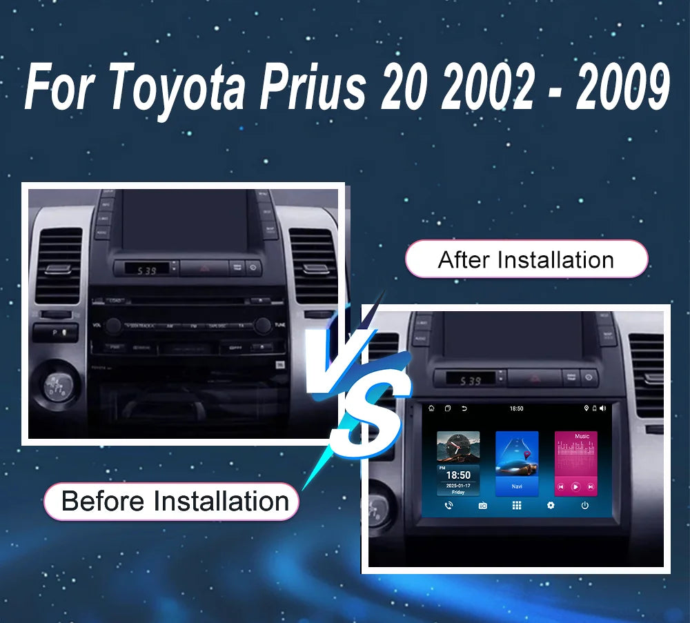 Android Stereo Radio For Toyota Prius 20 2002 -2009 Auto High-Performance CPU Wireless Car