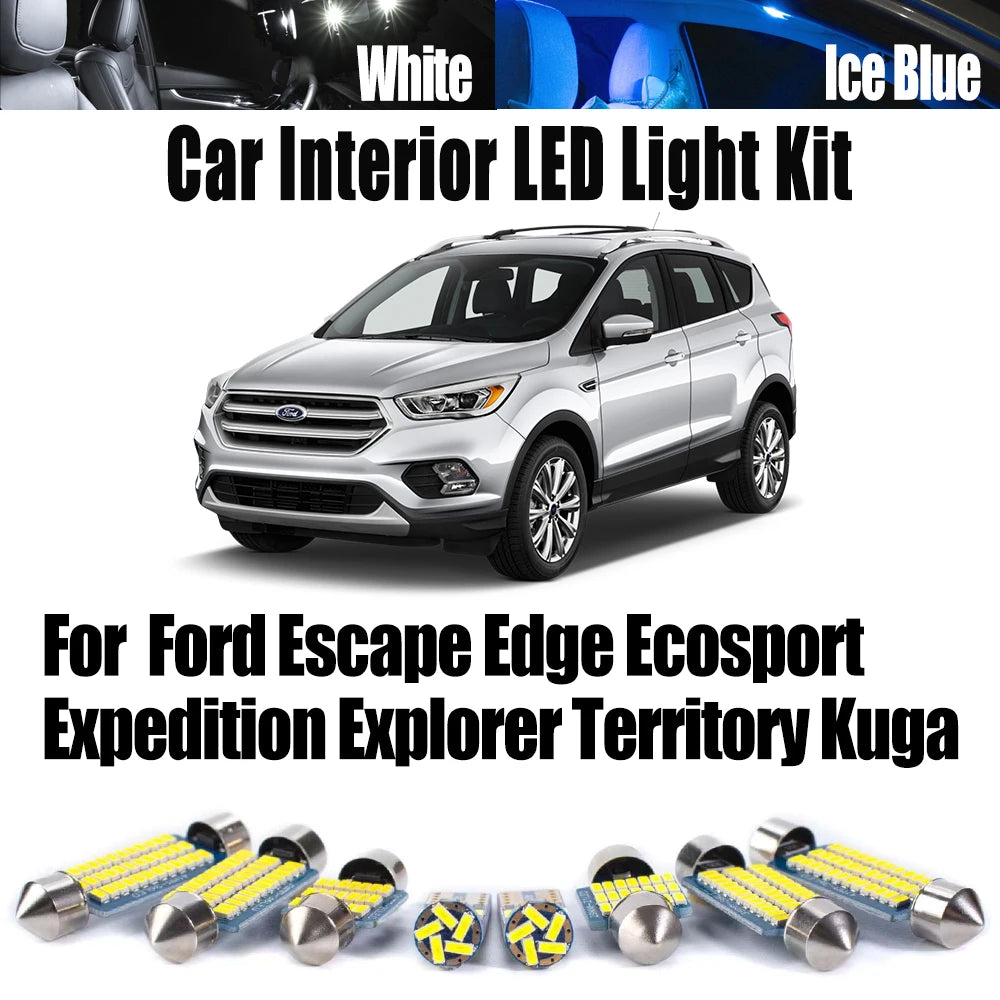 LED Interior Light Kit for Ford Escape Kuga Edge Ecosport Expedition Explorer Territory LED Interior Reading Dome Lig...