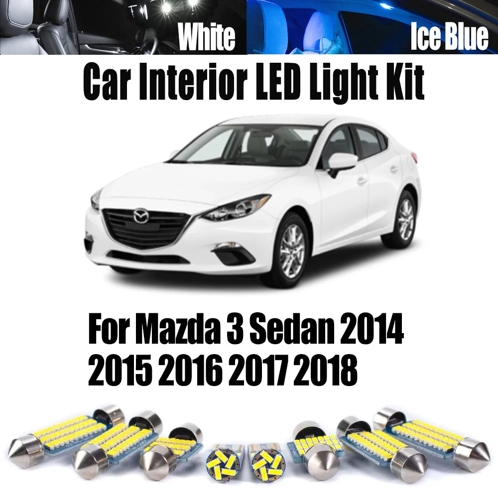 8-Piece LED Interior Light Kit for Mazda 3 Sedan - Canbus Error-Free Bulbs | AUTOKITSHOP
