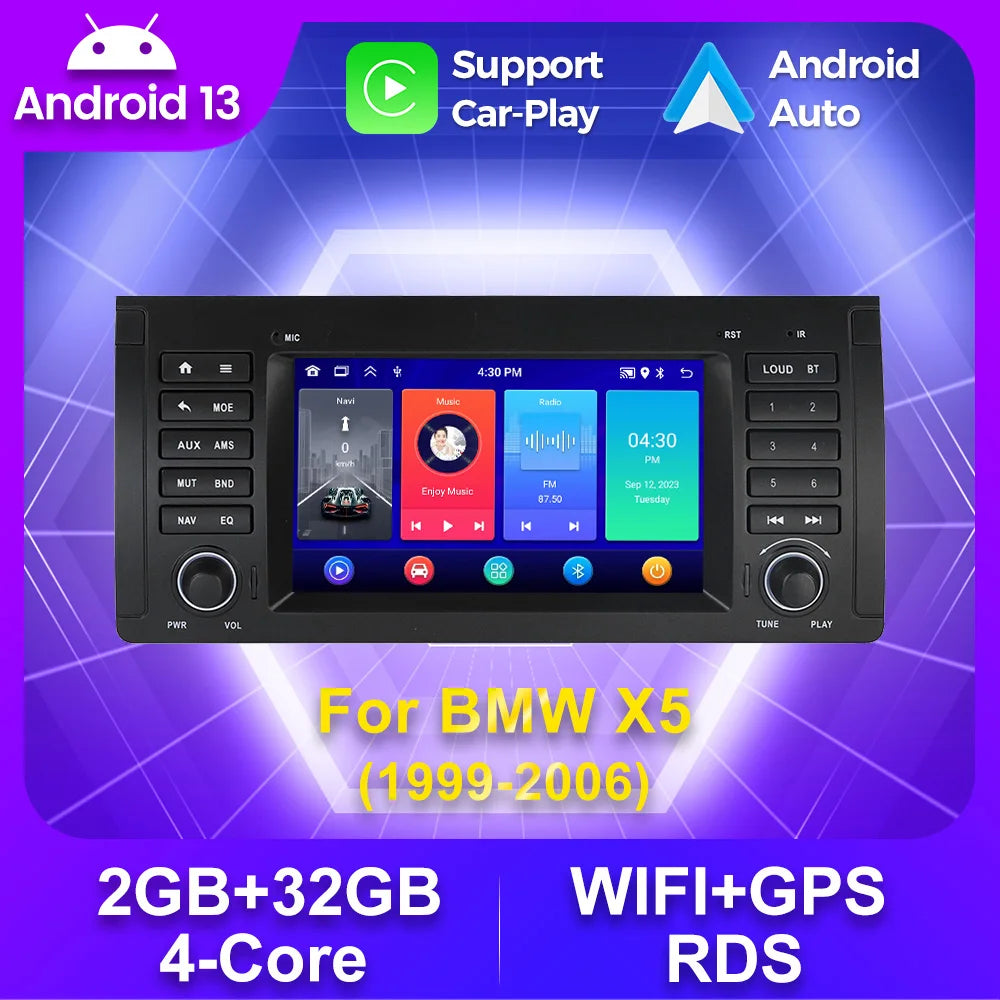 7inch IPS Screen Android 2 Din Car Radio for BMW 5 E39 1995 - 2003 E53 X5 M5 Carplay Auto  | AUTOKITSHOP