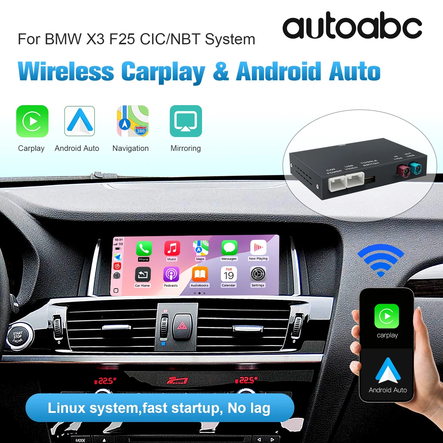 Wireless CarPlay & Android Auto Mirror Link Functions Decoder For BMW NBT CIC System X3 F2 | AUTOKITSHOP