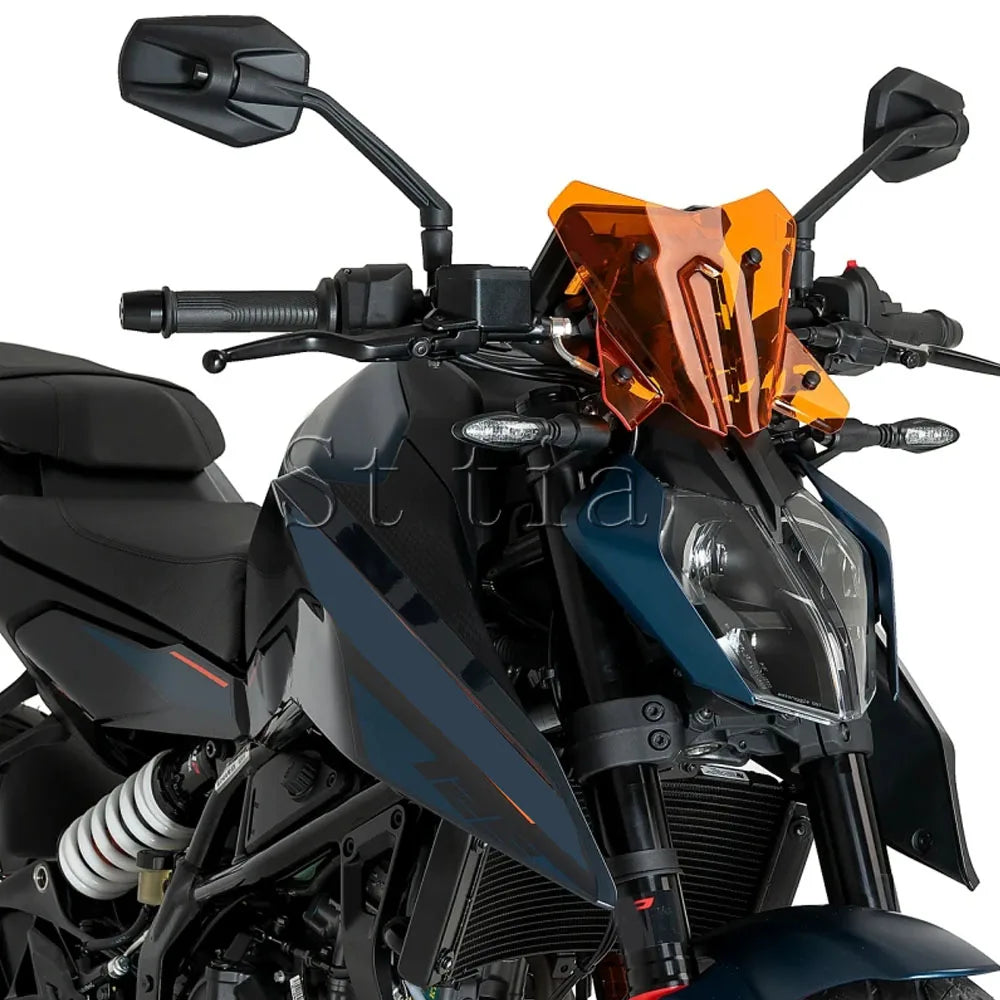 For KTM Duke125 Duke390 2024 2025 Motorcycle Touring Windshield Windscreen Airflow Screen Visor  - Automotive LED Light
