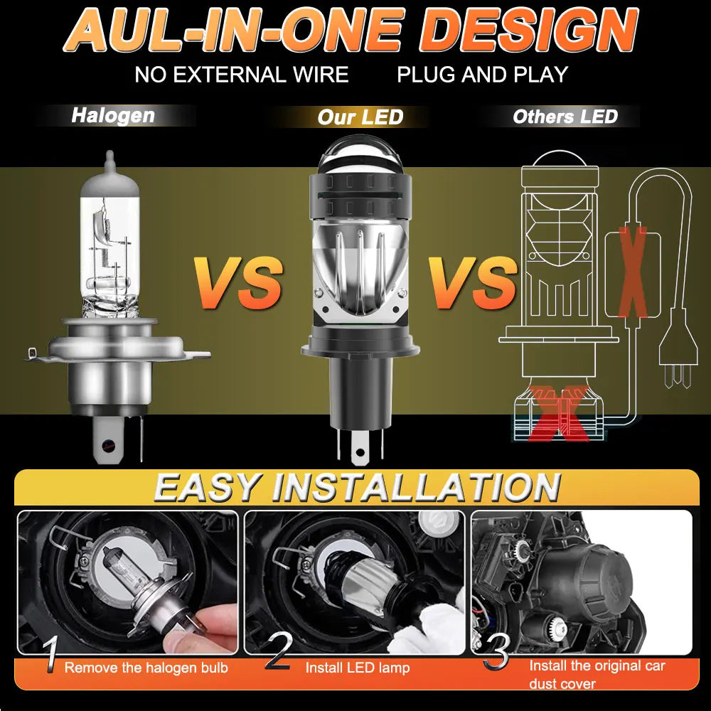H4 BI LED Auto Lamp 1500000LM 1500W Super Bright Plug And Play Car Motorcycle High Low Bea