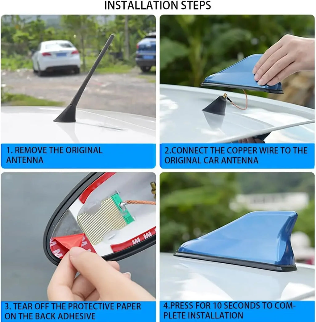 Car Shark Fin Antenna Cover Universal Carbon Fiber Look Radio Signal Aerials Roof Exterior Acces - Automotive LED Light