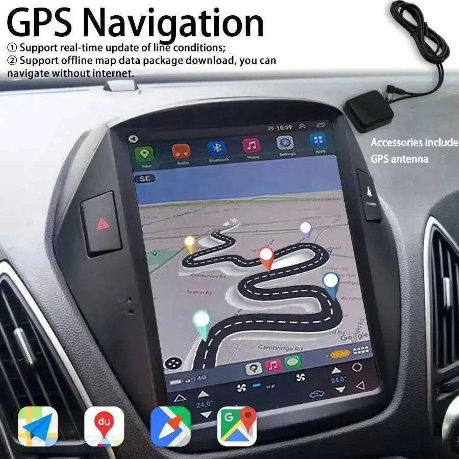 10.4inch Video Player Navigation GPS For Hyundai Tucson IX35 2009-2015 Android 15 Car Mult