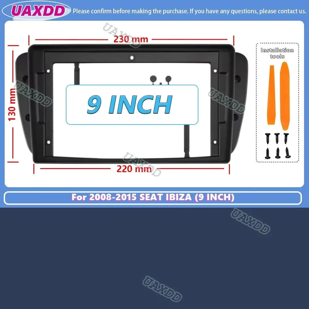 9 Inch 2 Din Android Head Unit Car Radio Frame Kit For Seat Ibiza 2008-2015 Auto Stereo Da