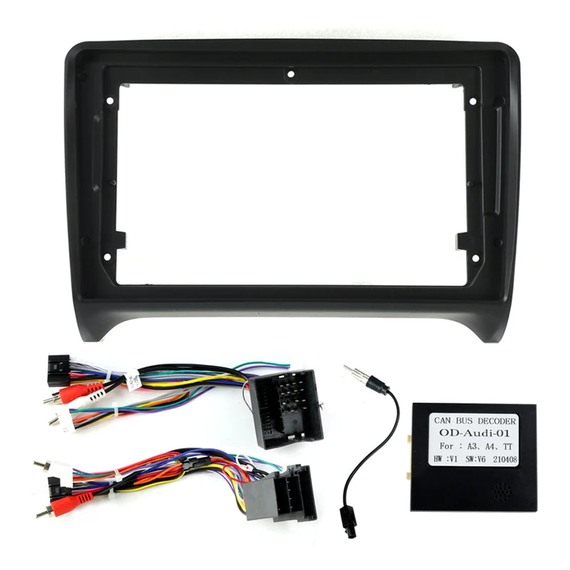 For Audi TT MK2 8J 2006 2007-2012 9inch Car Frame Fascia Adapter Canbus Box Decoder Harnes