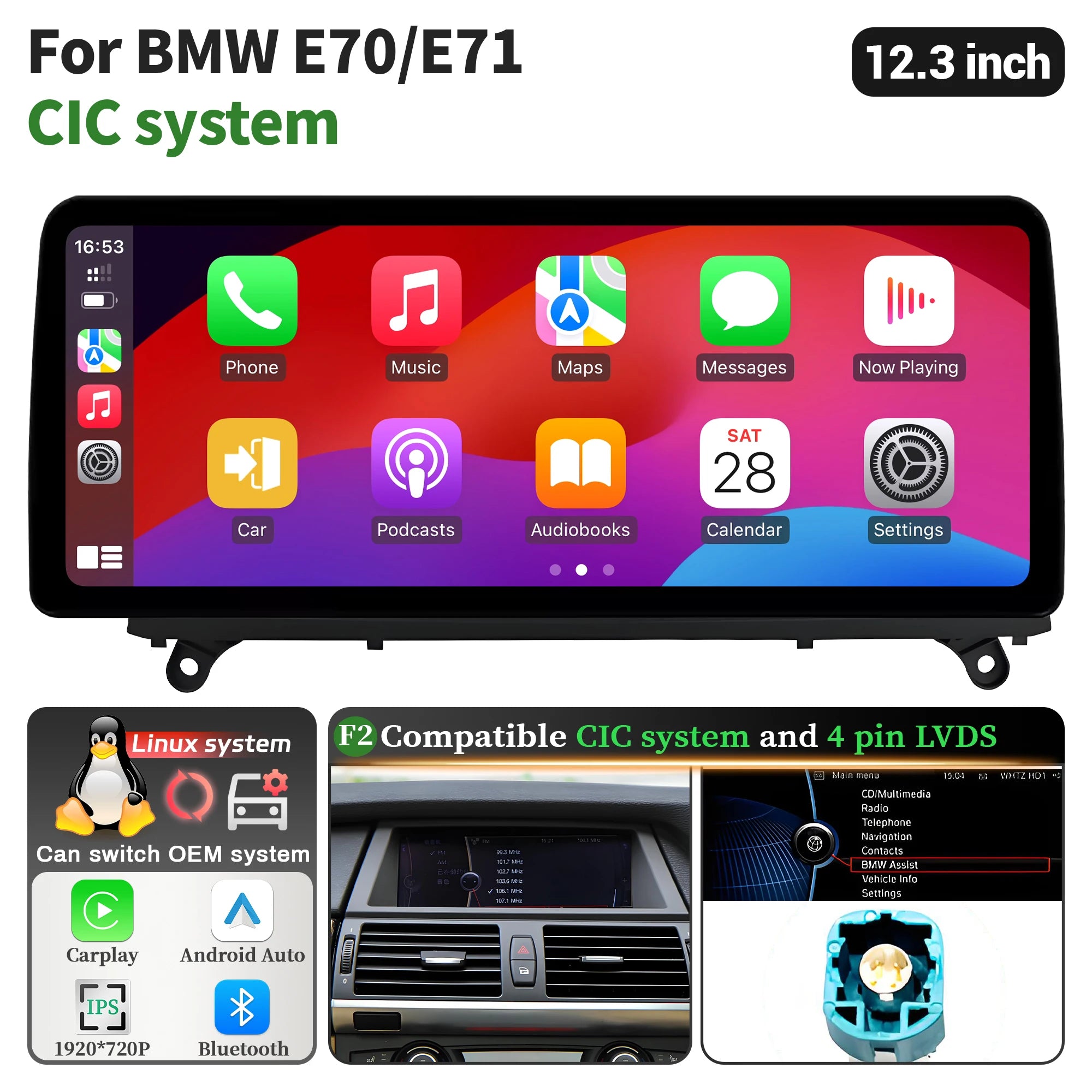 Linux Multimedia Screen System Left Hand Drive For BMW X5 E70 X6 E71 2007-2011 2012 2013 2