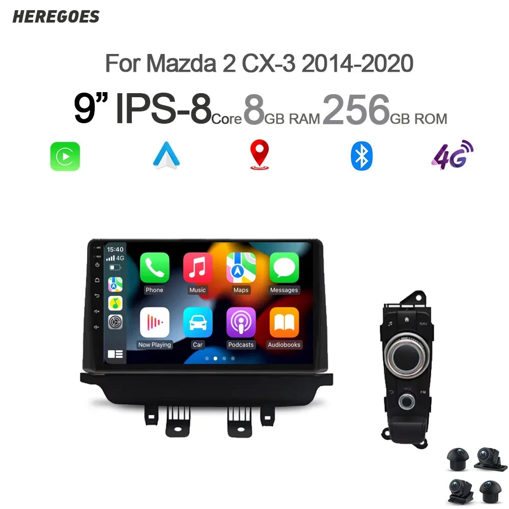 10.1" Android 13 Car Radio GPS for Mazda CX-5 2012-2015 8G+128G 4G LTE 720P 360 Panoramic Camera - Carplay Support