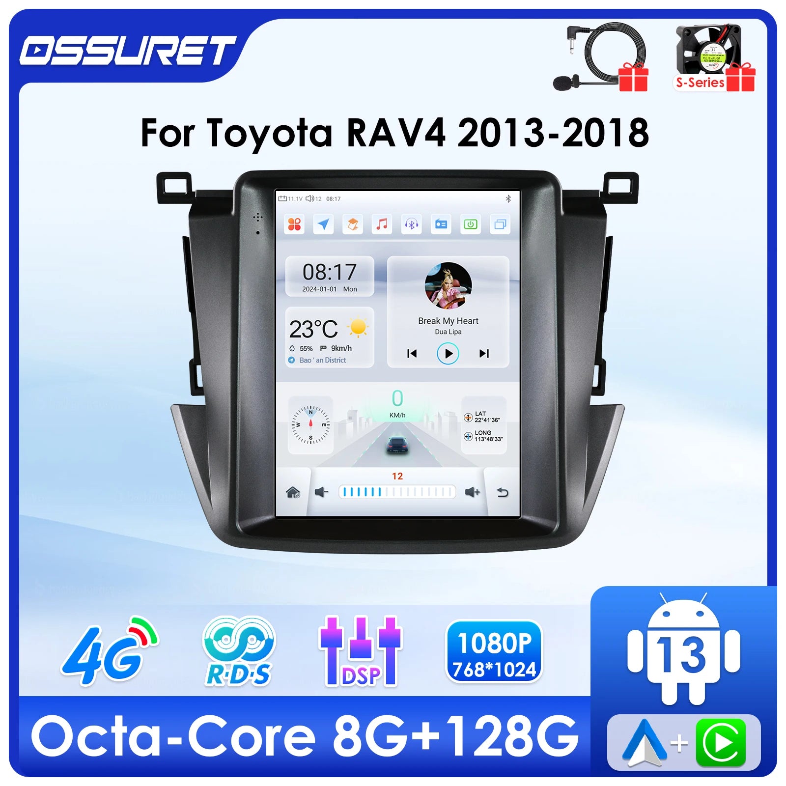 9.7"7862 Android 13 Autoradio 4G Carplay For Toyota RAV4 RAV 4 2013-2018 Multimedia player