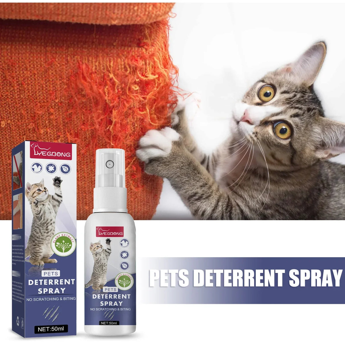 50ml Cat Scratch Deterrent Spray Natural Scratching Training Aid Spray No Stimulation Orange Fra - Automotive LED Light