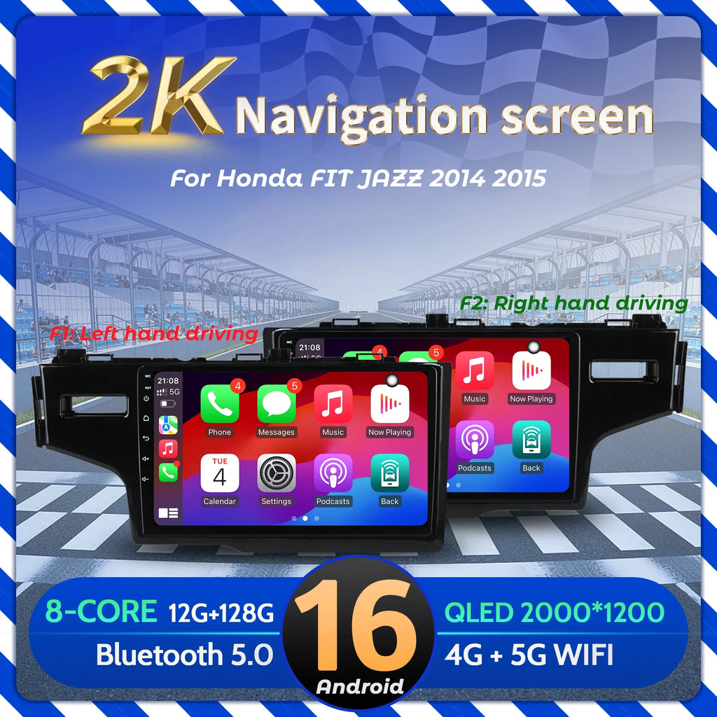 10" Car Radio For Honda FIT JAZZ 2014 2015 Android 16 Wireless BT Carplay Multimedia Navig