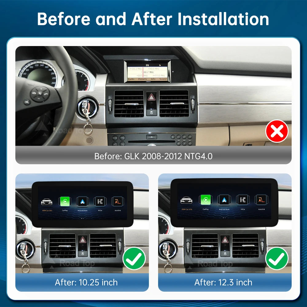 Wireless CarPlay Android Auto Multimedia Touch Screen for Mercedes-Benz GLK X204 2008-2012 | AUTOKITSHOP