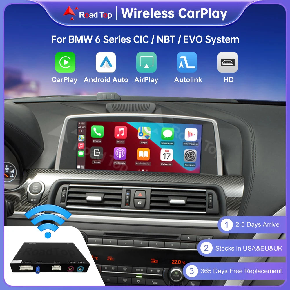 Road Top Wireless CarPlay for BMW 6 Series F06 F12 F13 G32 2010-2020 CIC,NBT,EVO Android A | AUTOKITSHOP