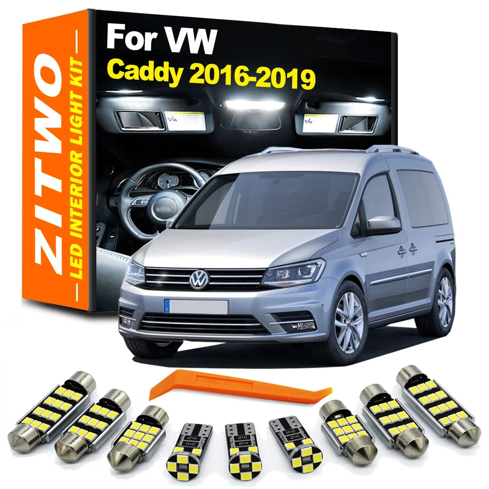 ZITWO 11Pcs Canbus No Error For VW Volkswagen Caddy 4 MK4 IV 2016 2017 2018 2019 LED Bulb Interior Map Dome Luggage Light Kit