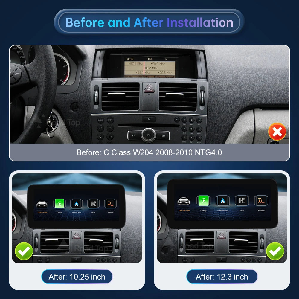 CN 10.25'' 12.3''Multimedia Display For Benz C Class W204 2008-2010 NTG4.0 Touch Screen Wi | AUTOKITSHOP