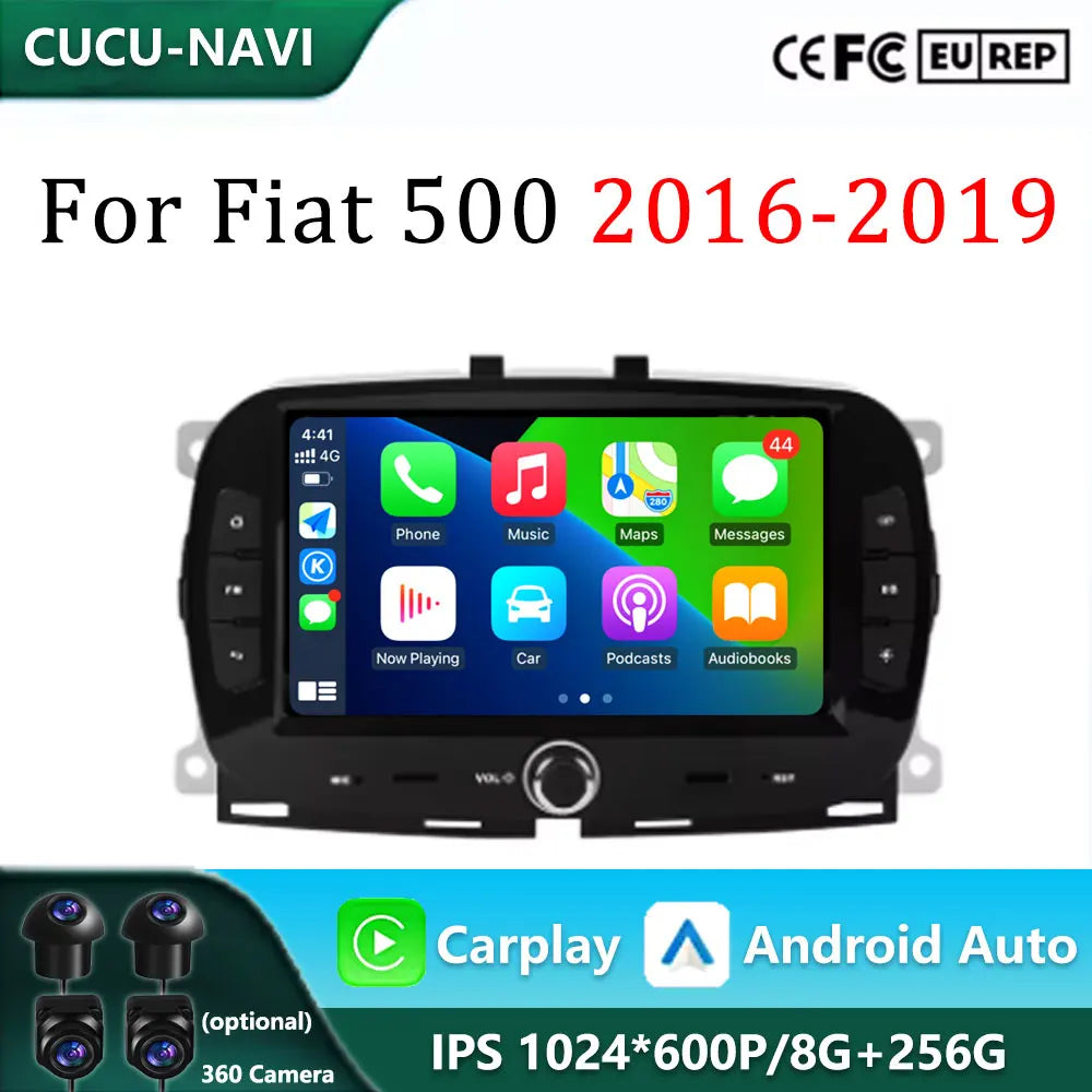 Android 15 Car Radio For Fiat 500 2016-2019 No 2Din DVD Multimedia Video Player Carplay An | AUTOKITSHOP