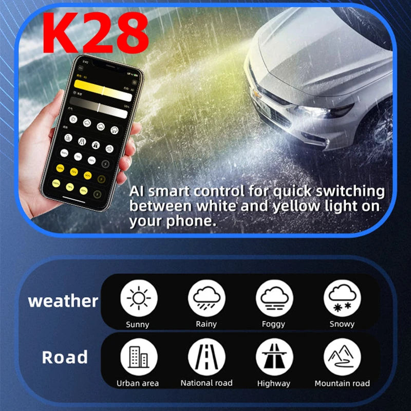 DIY COLOR K28 2pcs 160W 3000K-6500K 13000LM 9005 9006 H11 H1 Led Headlight Bulb Change lig