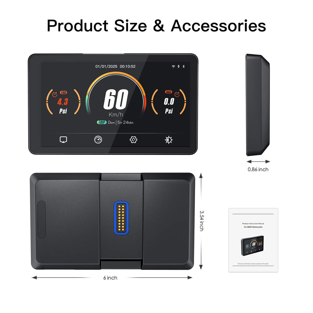 6inch DB601 Portable Motorcycle Navigation Wireless CarPlay Android Auto For BMW F750GS XR