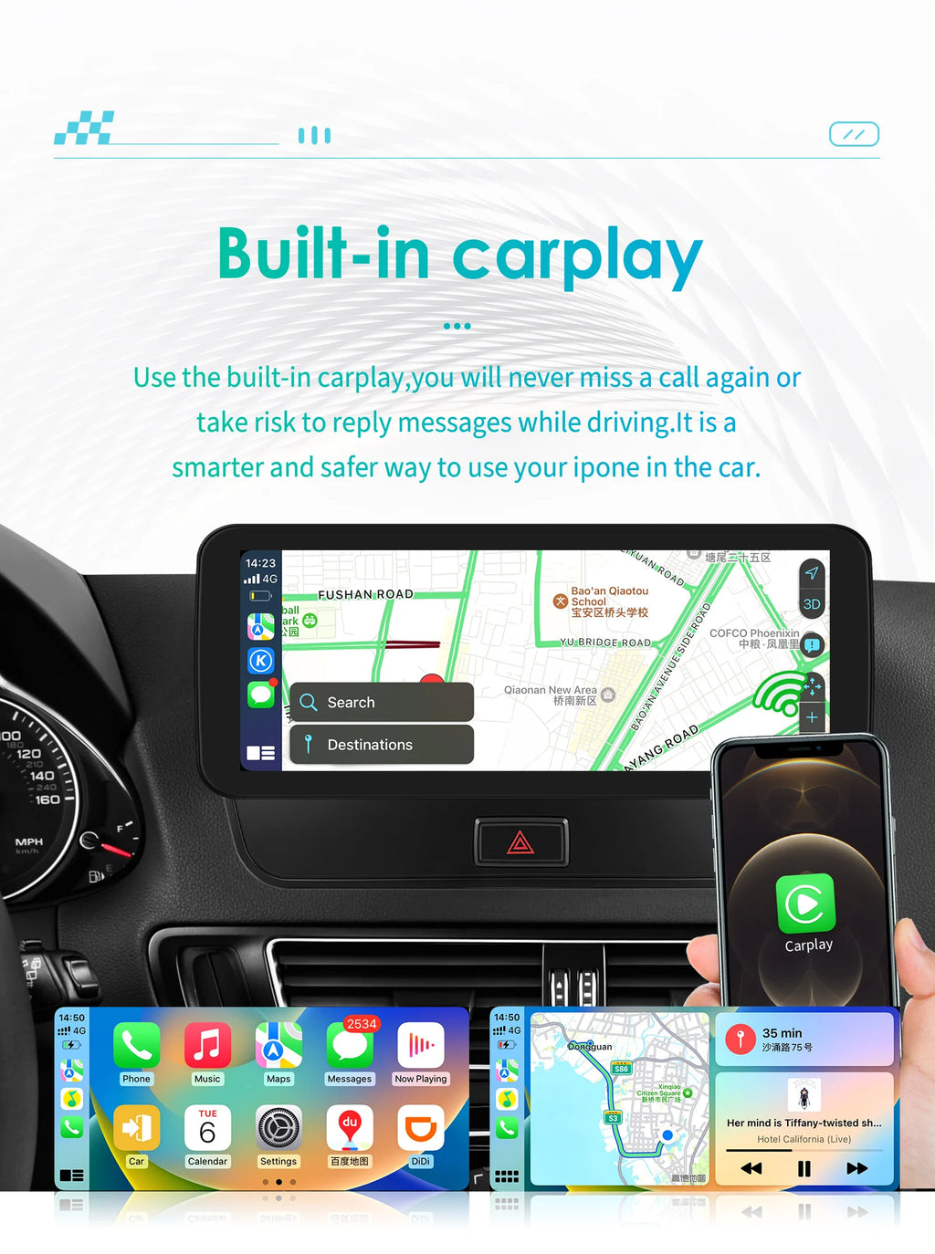 Carplay Android 13 Auto Car radio For Audi Q5 2009-2016 Autoradio Multimedia player 2din c