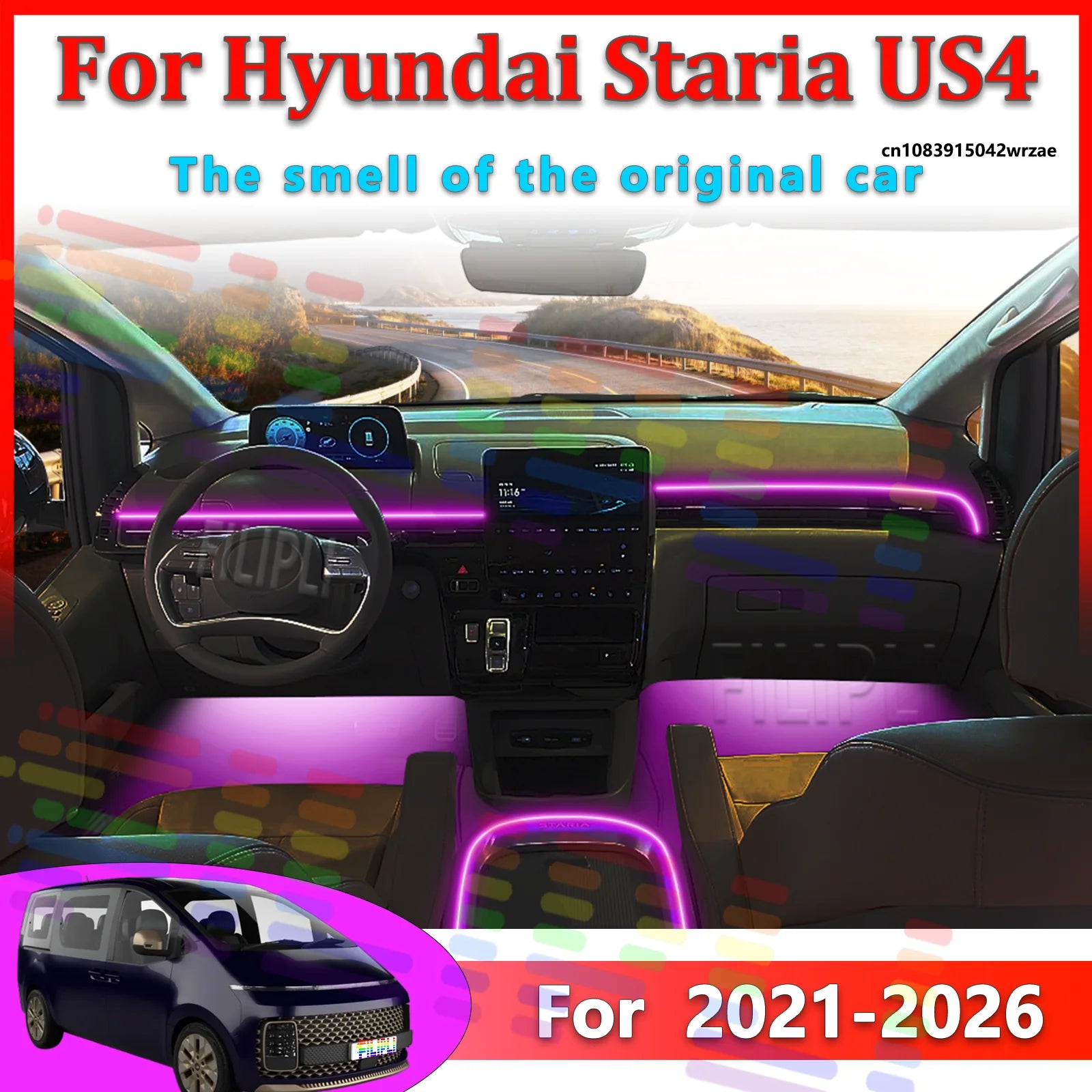 64 RGB - Neon Strip - for Hyundai US4 - App Control - Car Interior Lighting | AUTOKITSHOP